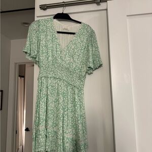 Lost + Wander Mint Floral Midi Dress